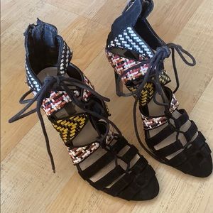 ZARA woven lace up heels size 36/US 6